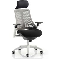 Flex Task Headrest Office Chair In White Frame With Grey Back Flex Task Headrest Office Chair In White Frame With Grey Back