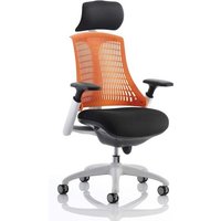Flex Task Headrest Office Chair In White Frame With Orange Back Flex Task Headrest Office Chair In White Frame With Orange Back