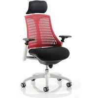 Flex Task Headrest Office Chair In White Frame With Red Back Flex Task Headrest Office Chair In White Frame With Red Back