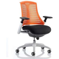 Flex Task Office Chair In White Frame With Orange Back Flex Task Office Chair In White Frame With Orange Back