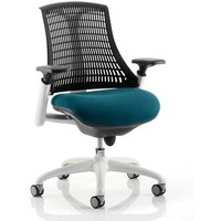 Flex Task White Frame Black Back Office Chair In Maringa Teal Flex Task White Frame Black Back Office Chair In Maringa Teal