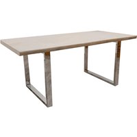 Flint Solid Light Pine Wood Dining Table With Chrome Legs