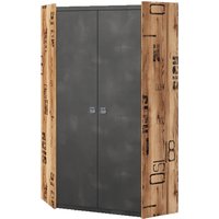 Flint Wooden Wardrobe Corner In Raw Steel Concrete Effect