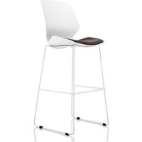 Florence Fabric High Office Stool In Grey With White Frame