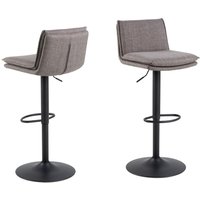 Flynt Light Grey Fabric Bar Chairs With Black Base In Pair
