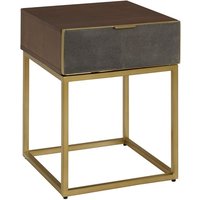 Fomalhaut Wooden End Table With Gold Metal Frame In Brown
