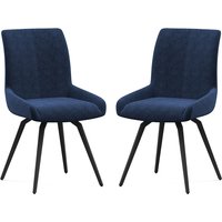 Fomix Blue Fabric Dining Chair with Black Legs in Pair