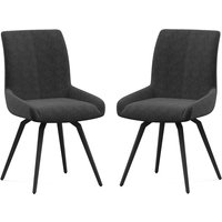 Fomix Grey Fabric Dining Chair with Black Legs in Pair