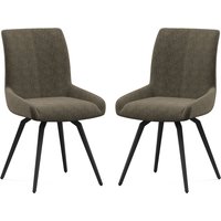 Fomix Mocha Fabric Dining Chair with Black Legs in Pair