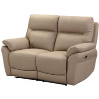 Fontana Faux Leather Recliner 2 Seater Sofa In Latte