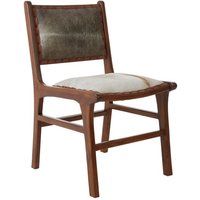 Formosa Natural Leather Dining Chair In Wooden Brown Frame
