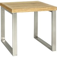 Forney Wooden Side Table In Oak With Stainless Steel Legs