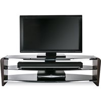 Francian Black Glass TV Stand With Black Wooden Frame
