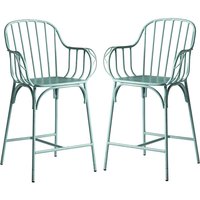 Frisco Retro Light Blue Metal Bar Stools In Pair