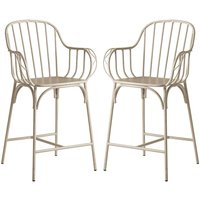 Frisco Retro White Metal Bar Stools In Pair