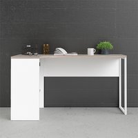 Frosk Wooden Laptop Desk With 2 Drawers In White And Truffle Oak