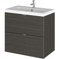 Fuji 60cm 2 Drawers Wall Vanity With Basin 2 In Hacienda Black Fuji 60cm 2 Drawers Wall Vanity With Basin 2 In Hacienda Black