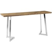 Gaberot Wooden Console Table With Silver Steel Base In Natural