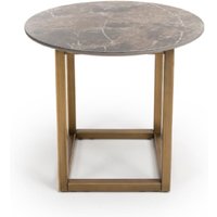 Gabri Sintered Stone Round End Table In Grey