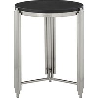 Gakyid Round Granite Top Side Table With Stainless Steel Frame