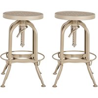 Dschubba Champagne Steel Adjustable Stools In A Pair