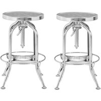 Dschubba Silver Steel Adjustable Stools In A Pair