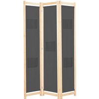 Gavyn Fabric 3 Panels 120cm x 170cm Room Divider In Grey
