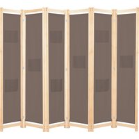 Gavyn Fabric 6 Panels 240cm x 170cm Room Divider In Brown