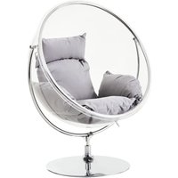 Gazit Clear Swing Seat Hanging Chair With Grey Cushions