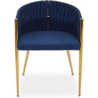 Gdynia Fabric Dining Chair With Gold Frame In Blue
