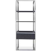 Genera High Gloss Shelving Unit With Silver Steel Frame In Grey