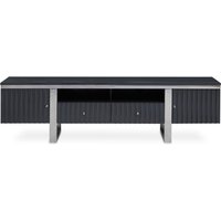 Genera High Gloss TV Stand With Silver Steel Frame In Grey
