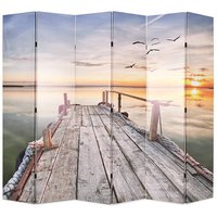 Genet Wooden Folding 228cm x 170cm Room Divider In Lake