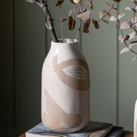 Geneva Stoneware Crackle Glaze Vase In Brown And White