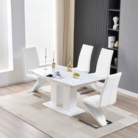 Genisimo Small Gloss Extending Dining Table 4 Demi Z White Chairs