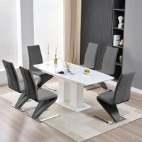 Genisimo Small Gloss Extending Dining Table 6 Demi Z Grey Chairs