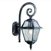 Genoa Outdoor Wall Light In Black And Silver With Lead Glass Genoa Outdoor Wall Light In Black And Silver With Lead Glass