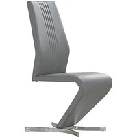 Gia Faux Leather Dining Chair In Grey With Chrome Base