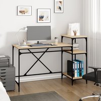 Gia Wooden Computer Desk Large With Shelves In Sonoma Oak