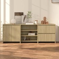 Gilon Wooden Sideboard With 6 Doors 2 Shelves In Sonoma Oak