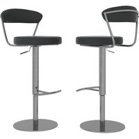 Gilroy Black Faux Leather Bar Chairs With Steel Base In Pair