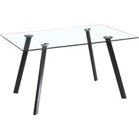 Gilroy Clear Glass Rectangular Dining Table With Black Legs
