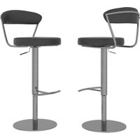 Gilroy Grey Faux Leather Bar Chairs With Steel Base In Pair