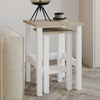Gina Wooden Nesting Side Tables in White and Sapphire Oak
