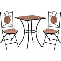 Gino Ceramic Tile Top Bistro Set Square In Terracotta