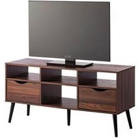 Girona Wooden TV Stand With 2 Drawers 4 Shelves In Walnut