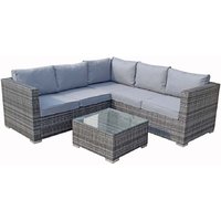 Gitel Rattan Garden Corner Sofa Set With Coffee Table In Grey