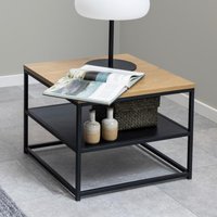 Giza Wooden Square Coffee Table With Undershelf In Wild Oak