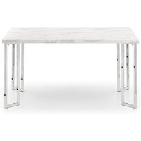 Pamuel Marble Effect Dining Table In White And Steel Frame