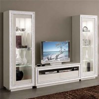 Gloria Living Room Set In White Gloss And Crystals With LED